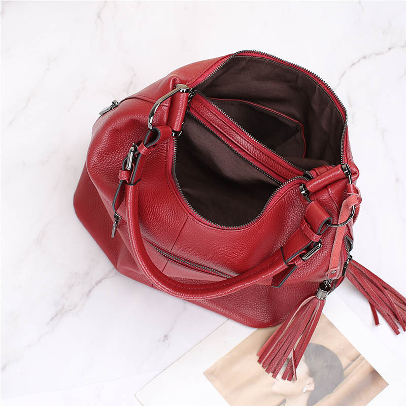 Women's First Layer Cowhide Genuine Leather Simple Shoulder Bags