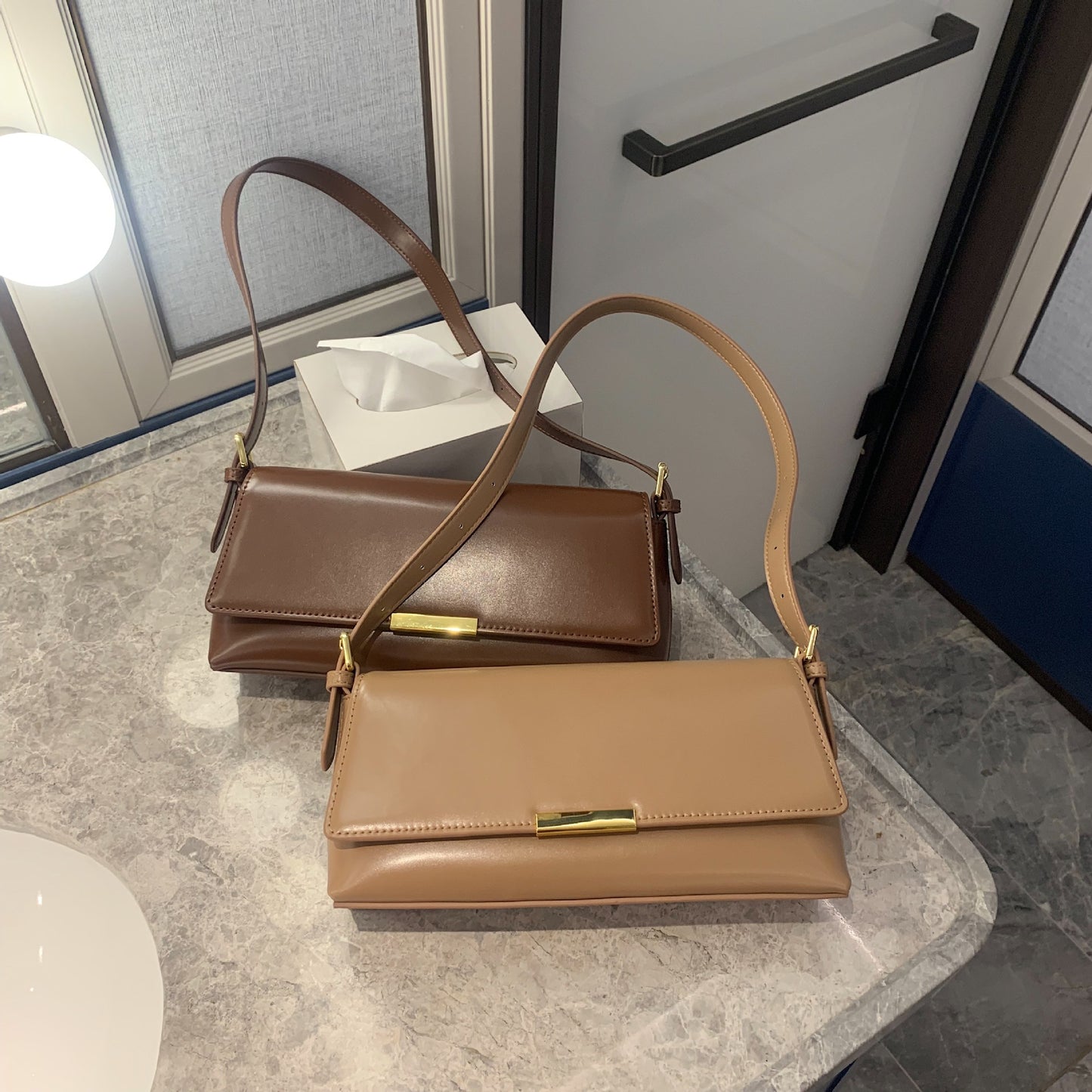 Women's Underarm Fashionable High-grade Horizontal Cowhide Shoulder Bags