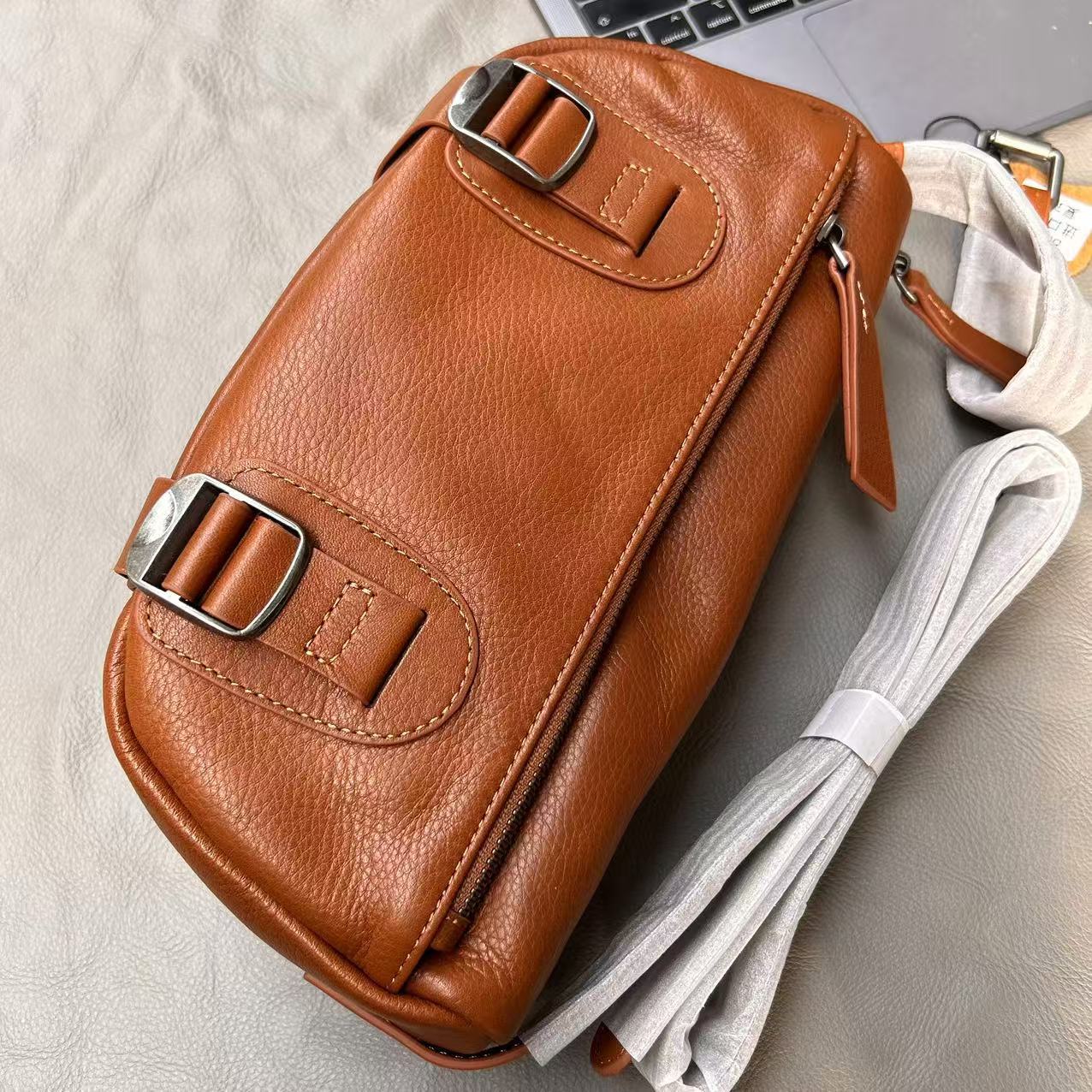 Women's Motorcycle Wide Straps Double Chain Western Crossbody Bags
