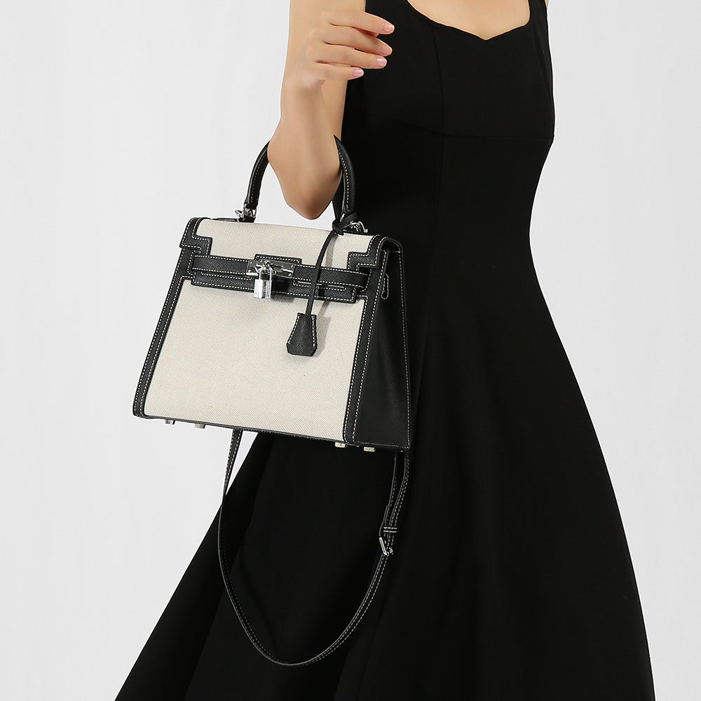 Women's Kelly Large Capacity Soft Leather Linen Handbags