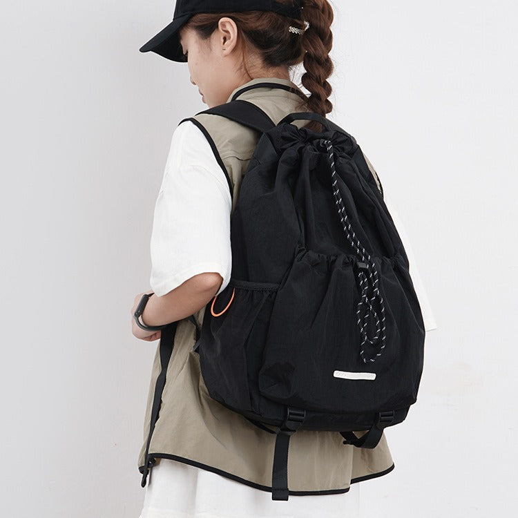Women's & Men's & Drawstring Pull String Canvas Waterproof Sports Backpacks