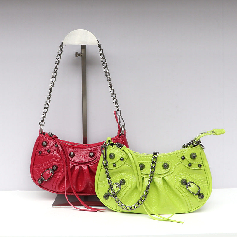 Motorcycle Female Street Hot Chain Rivet Oil Armpit Bags