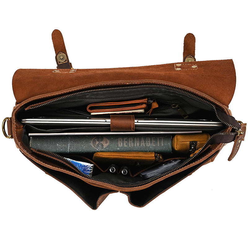 Men's Retro Crazy Horse Leather Commuter Shoulder Bags