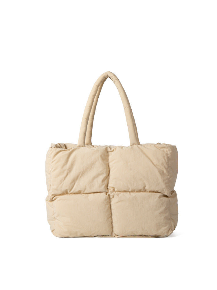 Nylon Niche Plaid Idle Style Large Shoulder Bags