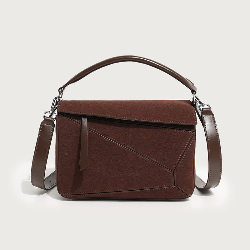 Women's Simple Portable Geometric Frosted Stitching Large Handbags