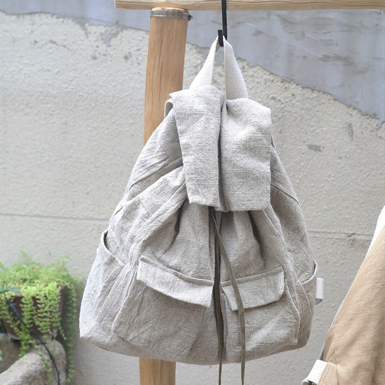 Linen Large Capacity Korean Style Simple Backpacks