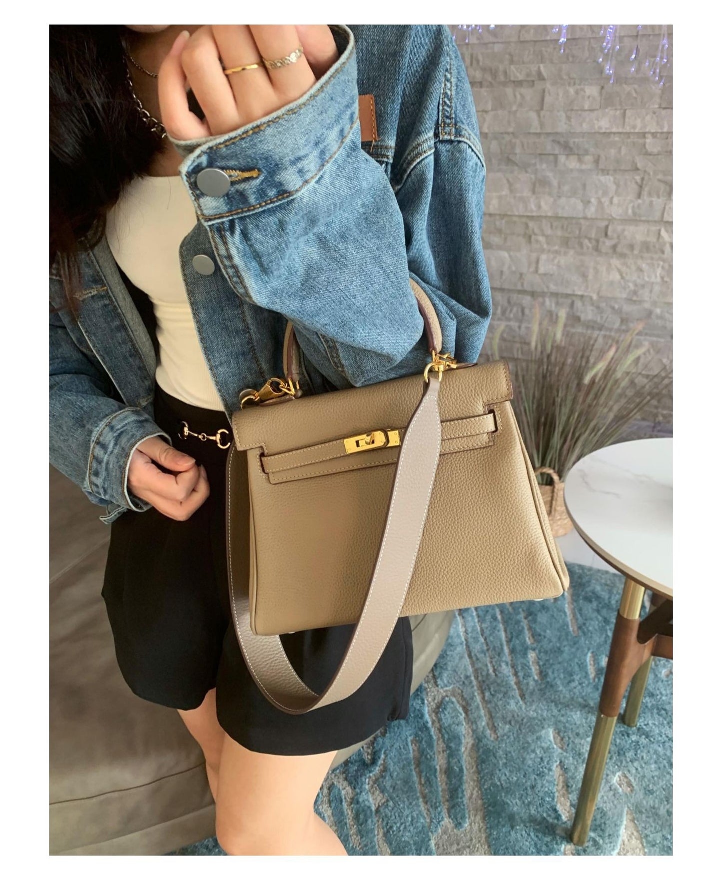 Women's Top Layer Cow Leather Wide Strap Handbags