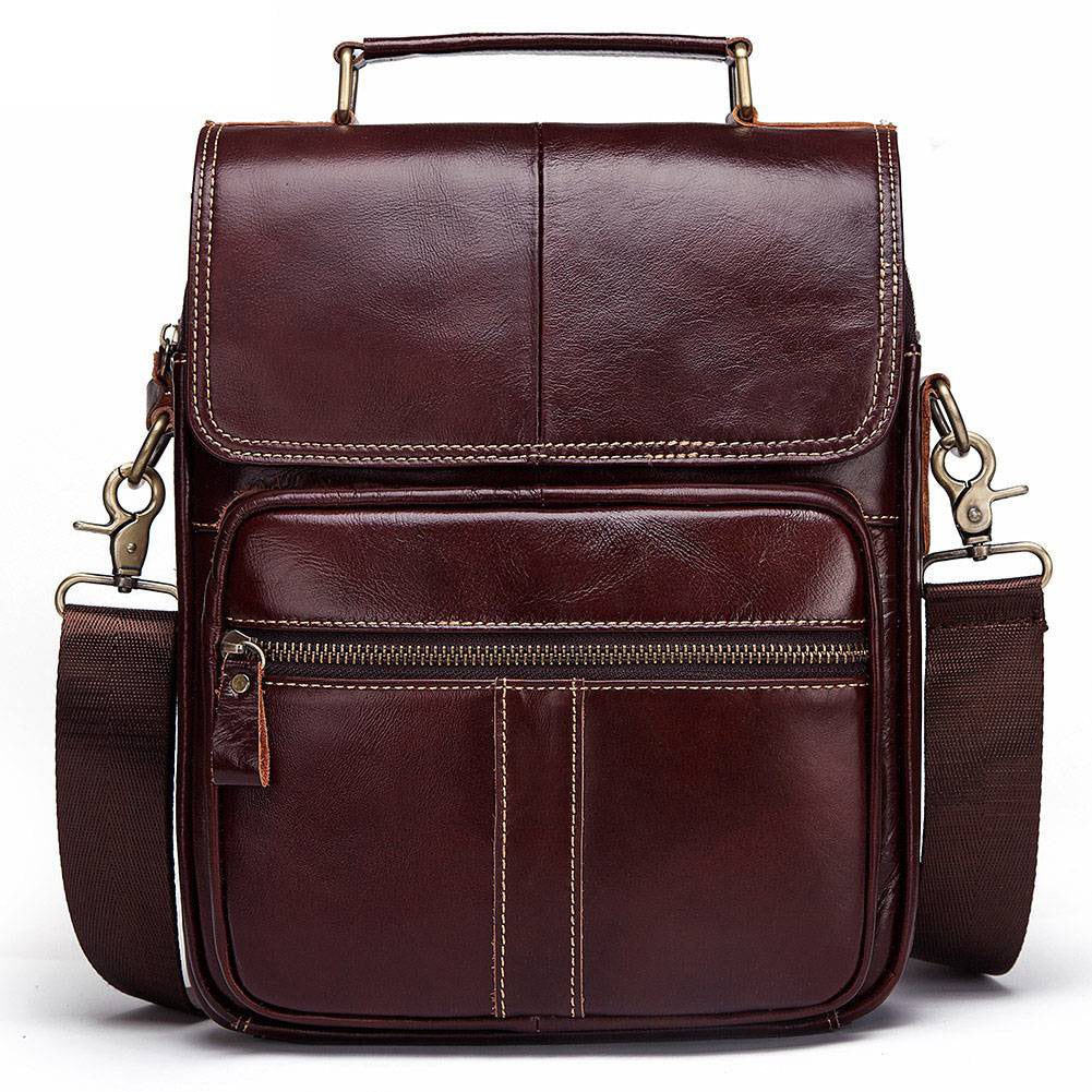 Men's Versatile Slouchy Leather Business Cowhide Men's Shoulder Bags