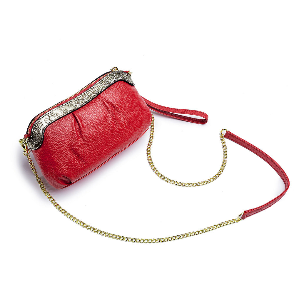 Women's Genuine Leather Cloud Fashion Red Bridal Dinner Crossbody Bags