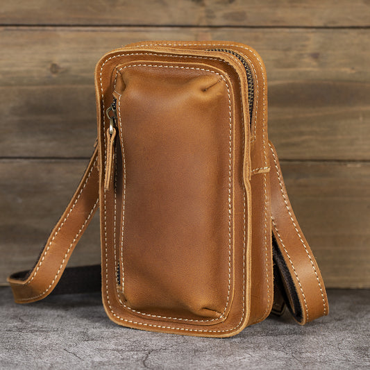 Men's Leather Vertical First Layer Cowhide Retro Bags