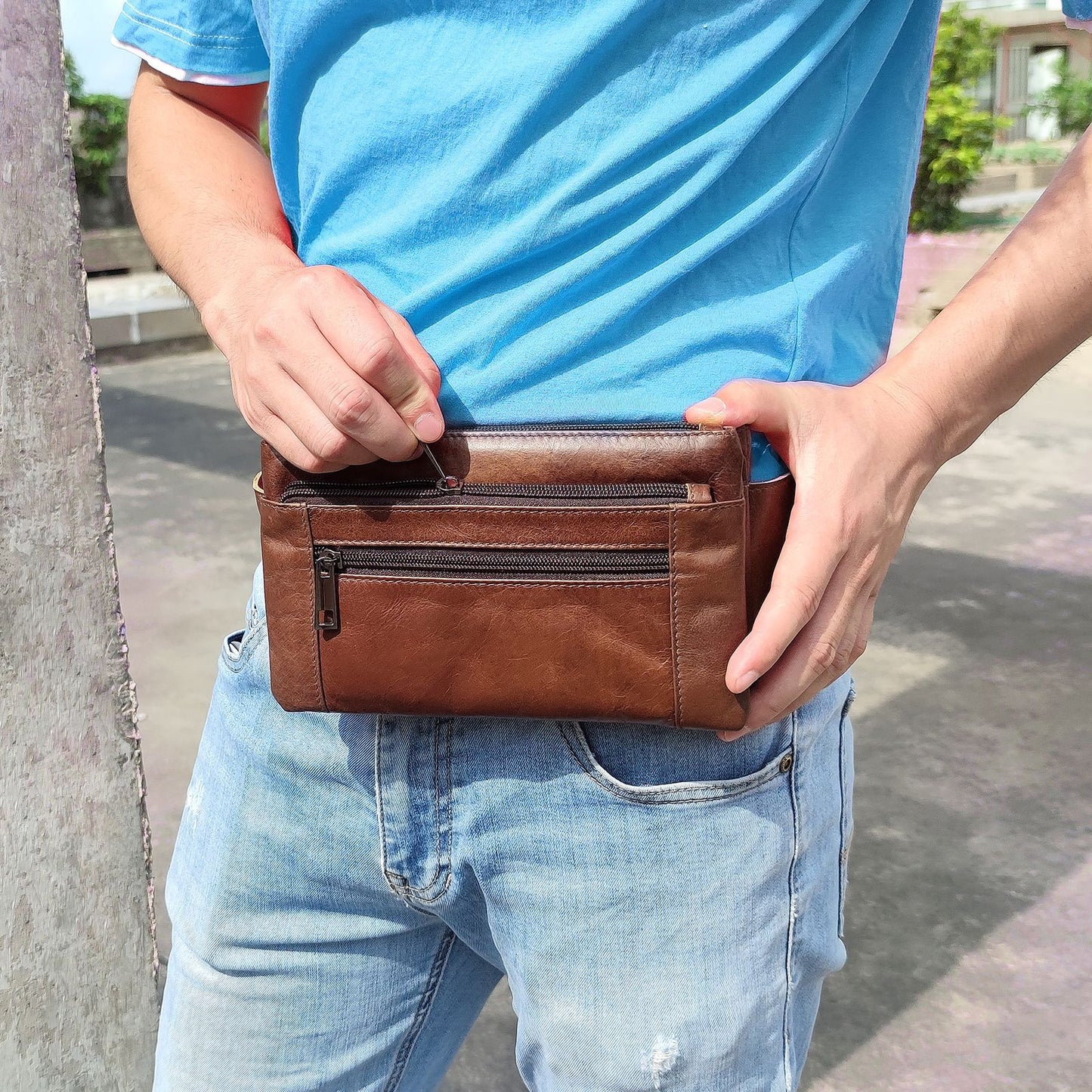 Men's Trendy Attractive Mobile Genuine Leather Men's Waist Packs