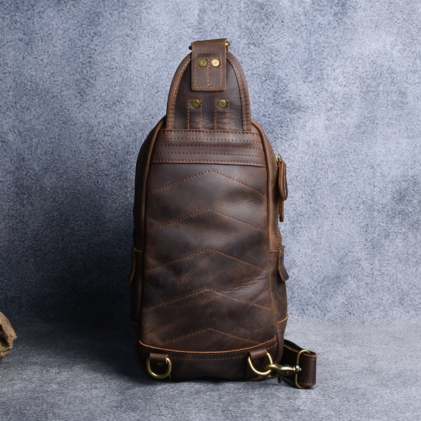 Men's Leather Genuine First Layer Cowhide Personalized Men's Chest Bags