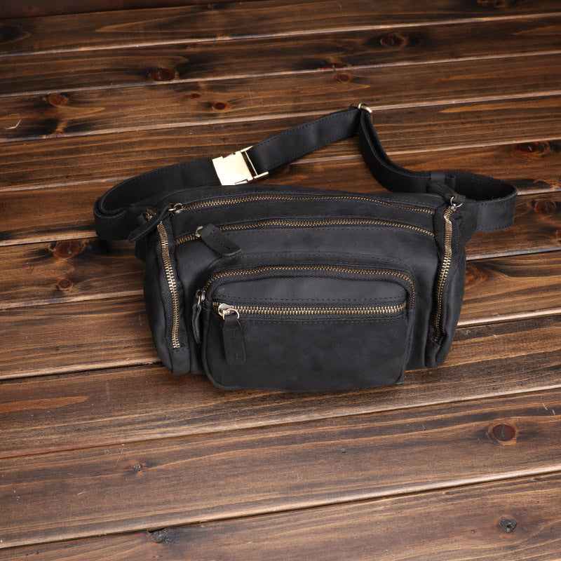 Men's Crazy Horse Leather Pocket Vintage First Layer Cowhide Men's Waist Packs