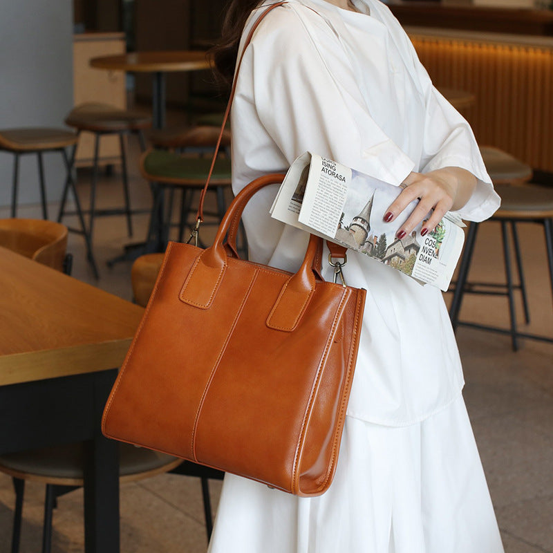 Cowhide Large Original Texture Genuine Retro Tote Bags