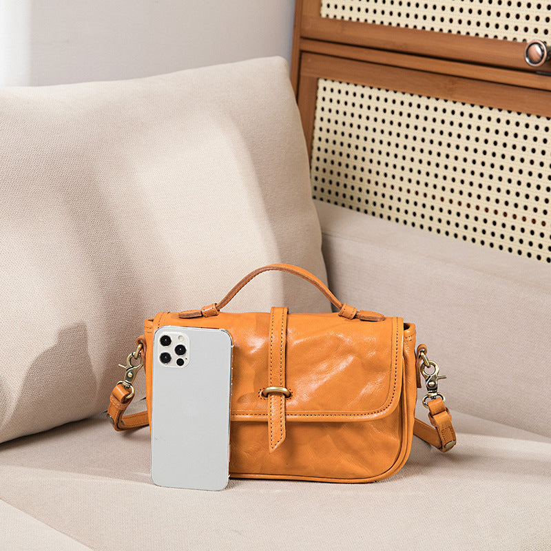 Women's Vegetable Tanned Leather Cowhide One Portable Shoulder Bags