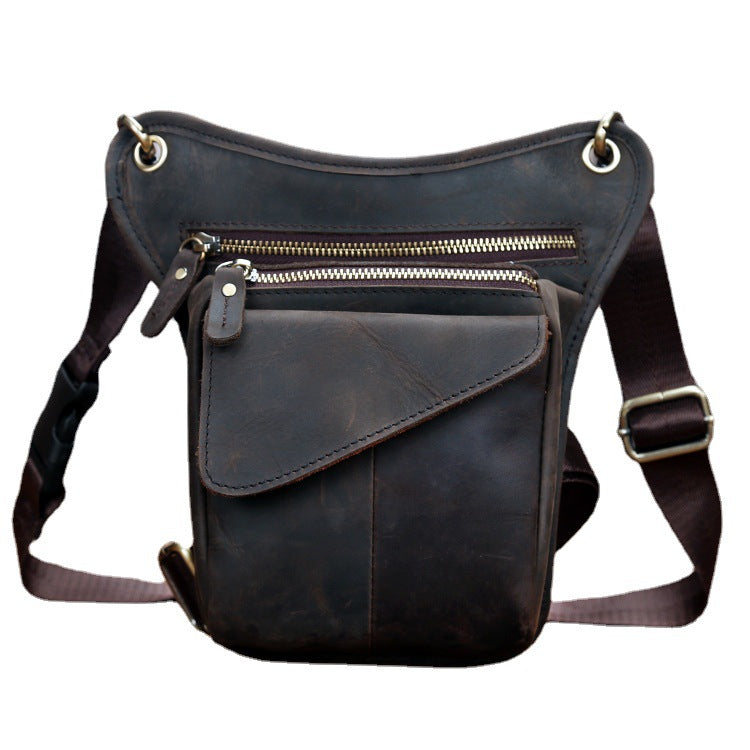 Men's Top Layer Crazy Horse Skin Trendy Cool Leather Tactics Men's Waist Packs