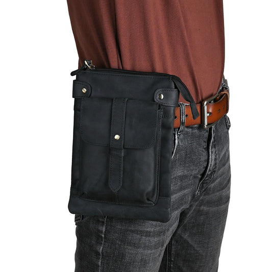 Men's Layer Vegetable Tanned Leather Cowhide Trendy Cool Men's Chest Bags