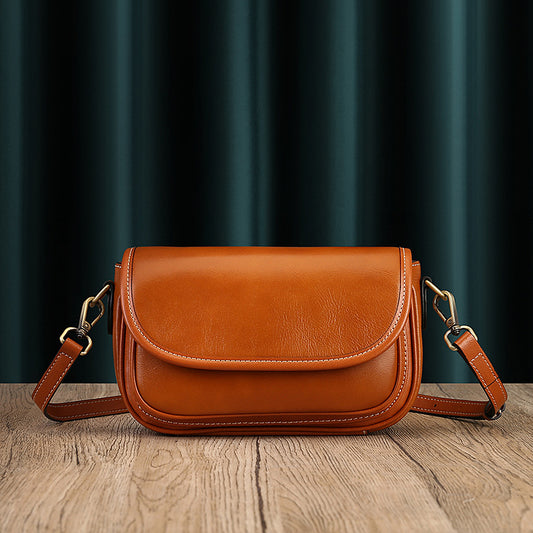 Women's High-grade Design Cattle Leather Soft Interlayer Crossbody Bags