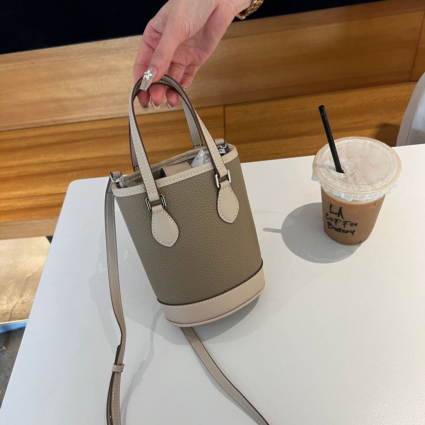 Female First Layer Leather Large Capacity Color Bucket Bags
