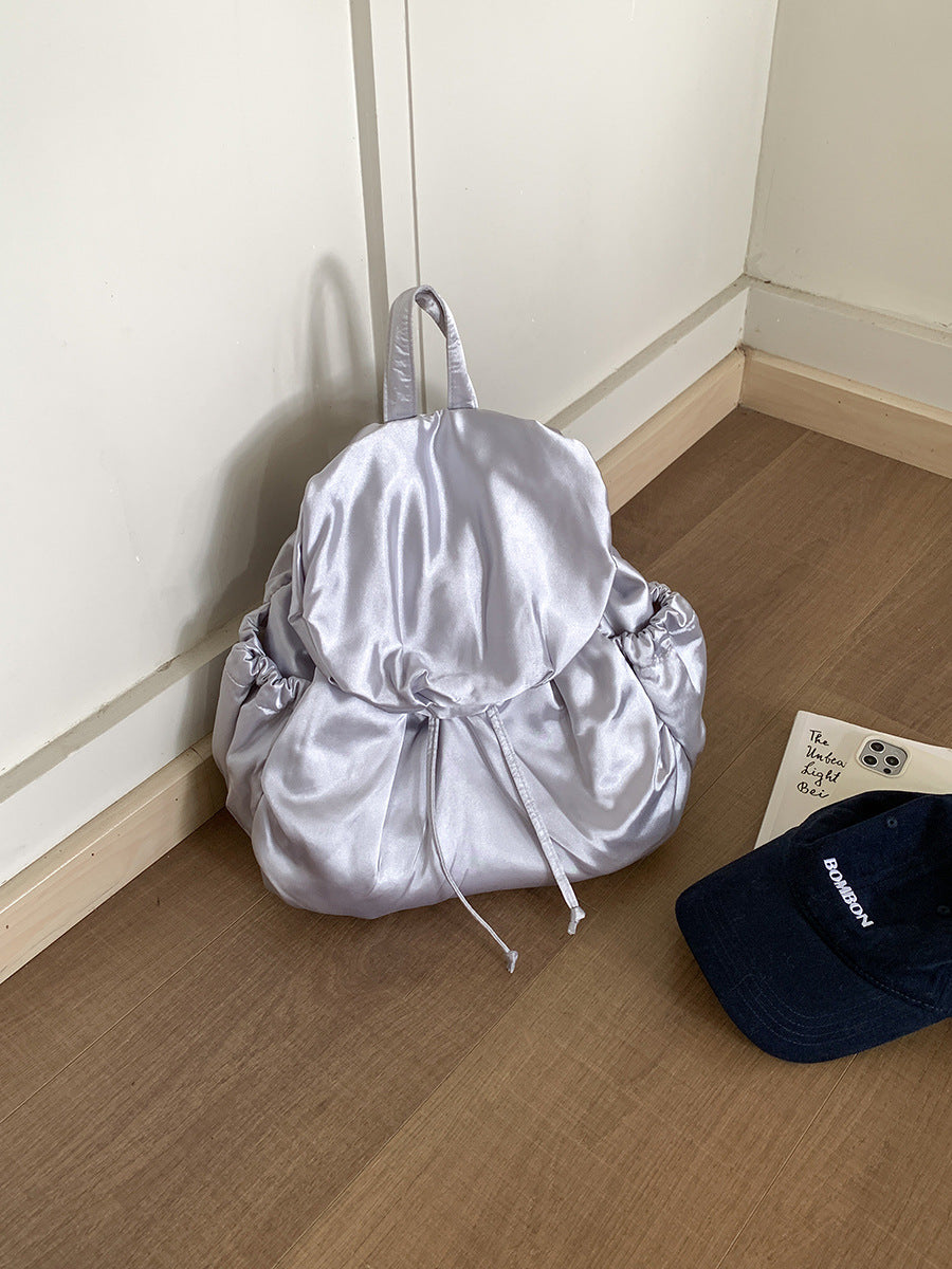 Women's Forged Silk Large Capacity Flip Drawstring Backpacks