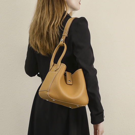 Women's Leather Personalized Design Vegetable Basket Solid Color Crossbody Bags