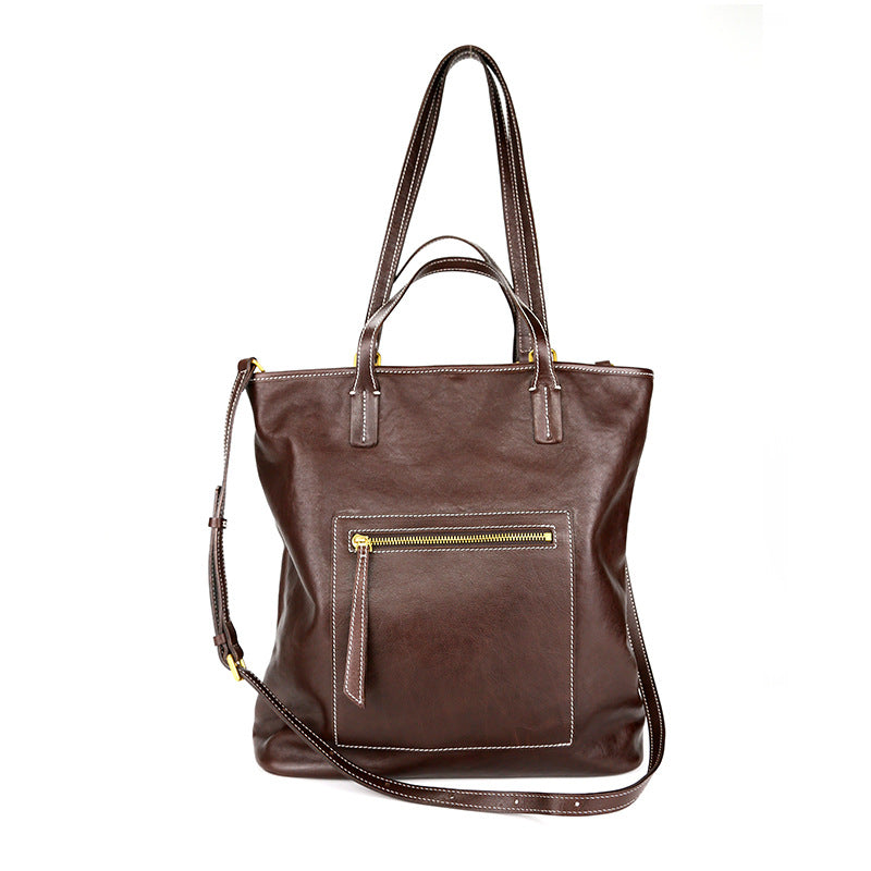 Women's Layer Cowhide Vegetable Tanned Leather Commuter Bags
