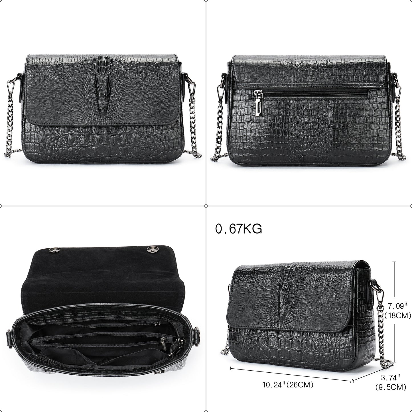 Women's Summer Genuine Leather Crocodile Pattern High Crossbody Bags