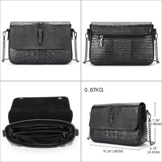 Women's Summer Genuine Leather Crocodile Pattern High Crossbody Bags