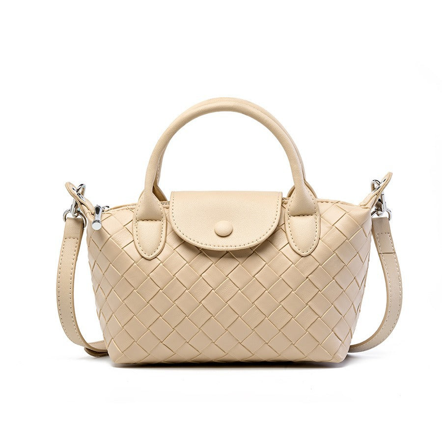Women's Cowhide Woven Design Dumpling Leather Crossbody Bags