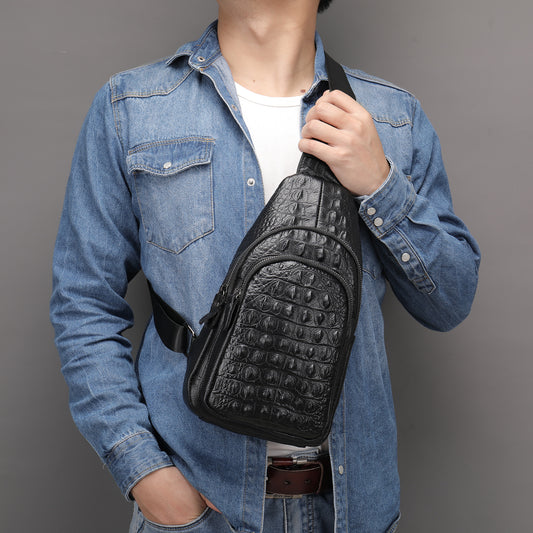 Men's Leather High-grade First Layer Cowhide Boys Men's Chest Bags