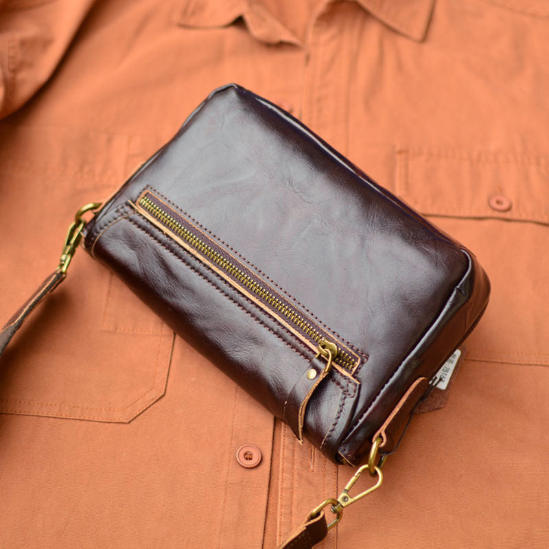 Men's Zipper Cover Type High Texture Pleated Design Men's Messenger Bags