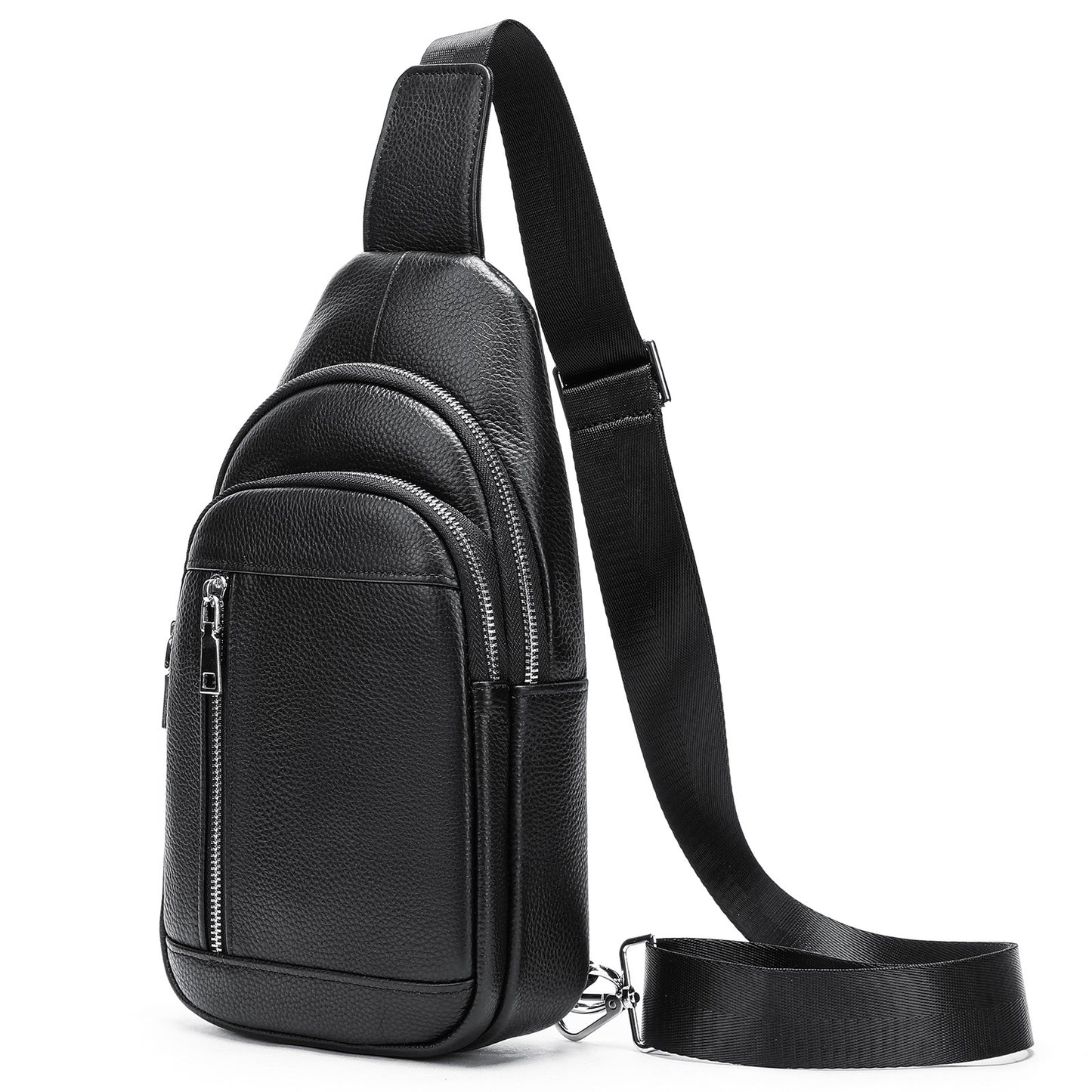 Men's Attractive Fashion Leather Trendy Motorcycle Men's Chest Bags