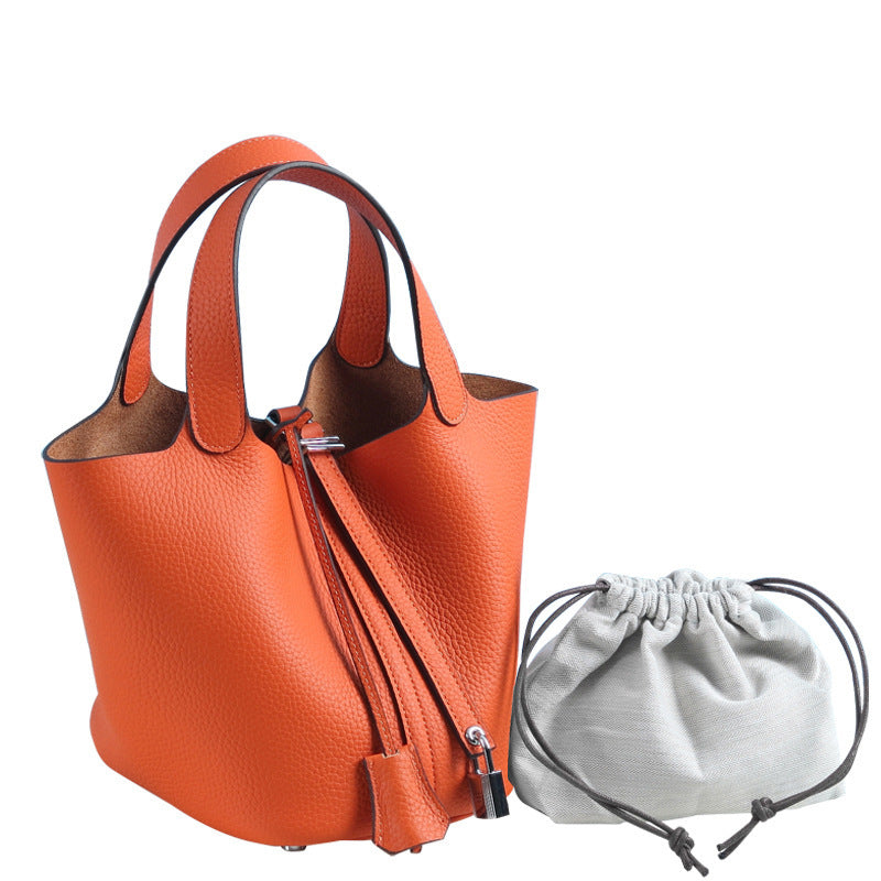 Women's Lychee Pattern First Layer Cowhide Vegetable Handbags