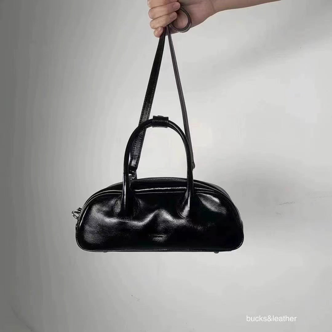 Women's Baguette Genuine Leather Elegant Ingot Underarm Crossbody Bags