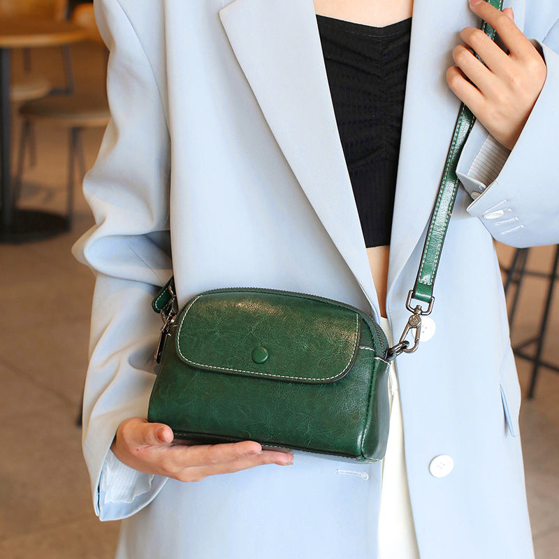 Women's Mother Style Genuine Leather Mobile High-grade Crossbody Bags