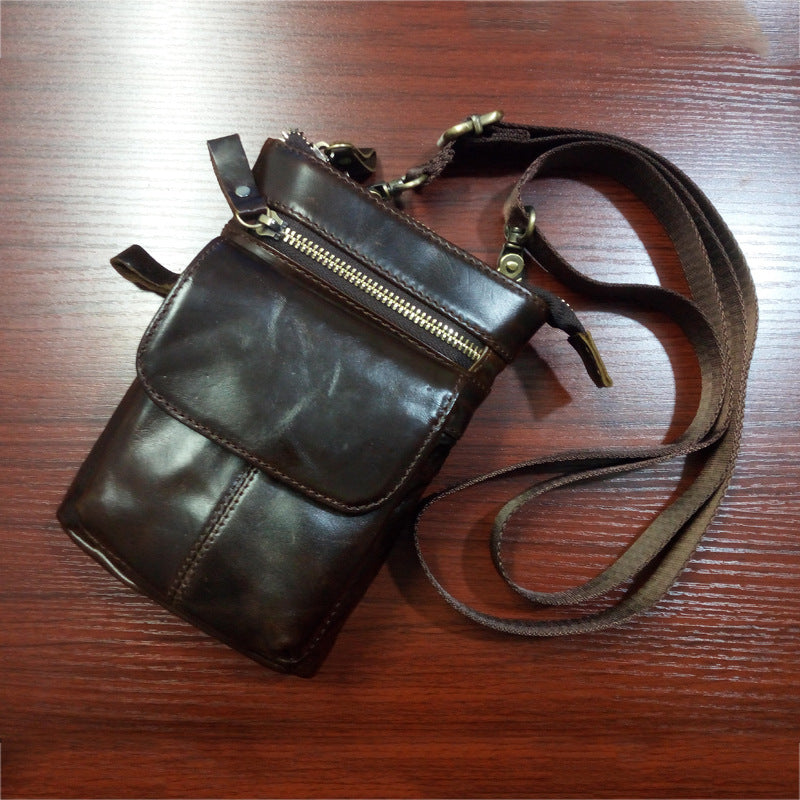 Men's Genuine Leather Mobile First Layer Cowhide Men's Waist Packs