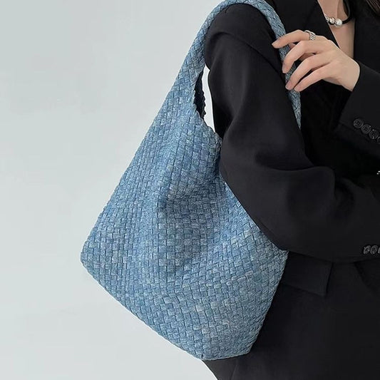 Denim Woven Large Capacity Totes One Arm Bags