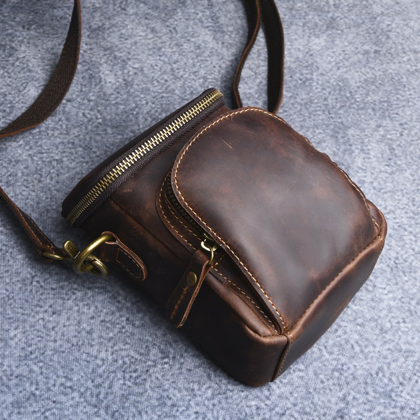 Men's Crazy Horse Leather Vintage Cowhide Genuine Bags