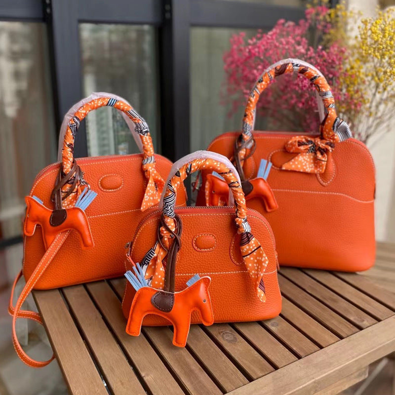 Classic Genuine Leather Bowling Fashion Shell Bags