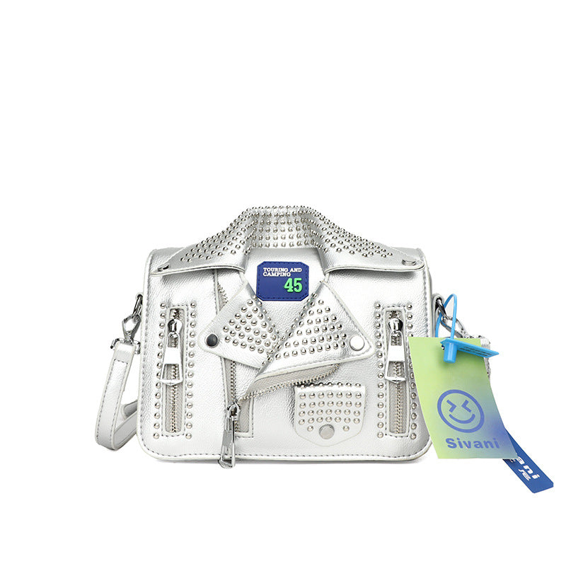 Women's Jacket Super Korean Style Fashion Rivet Shoulder Bags