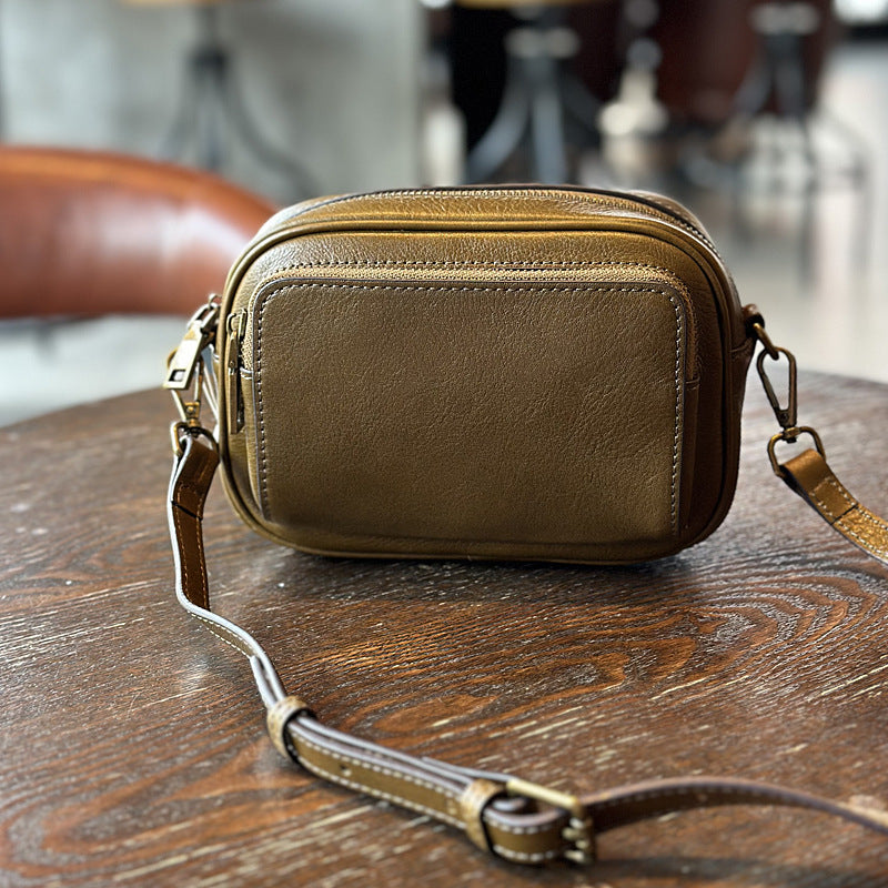 Women's Fashion Leather Summer Cowhide Top Layer Small Square Bags