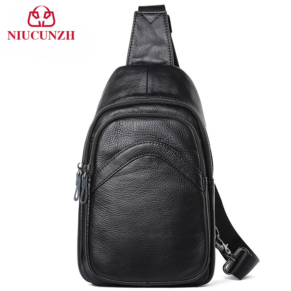 Men's Genuine Leather First Layer Cowhide Business Men's Chest Bags