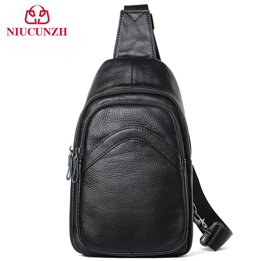 Men's Genuine Leather First Layer Cowhide Business Men's Chest Bags