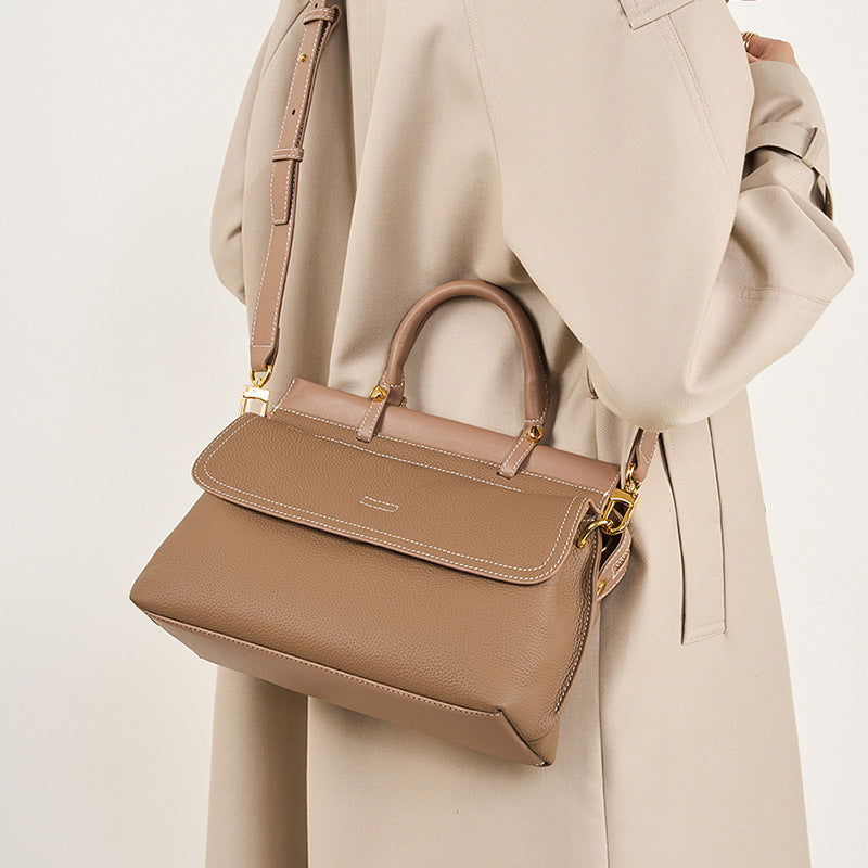 Women's First Layer Cowhide Leather Commuter Large Shoulder Bags