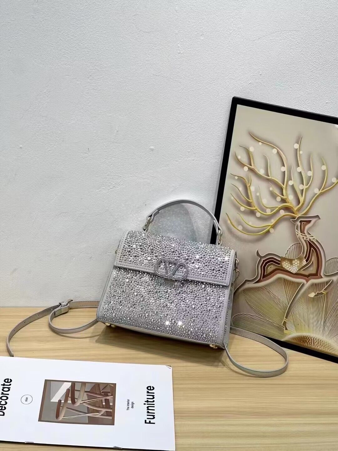 Women's Mini Diamond Rhinestone Flip Retro Chain Handbags