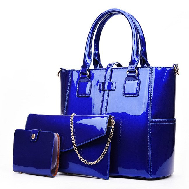 Women's Three-piece Set Korean Patent Leather Fashion Bags