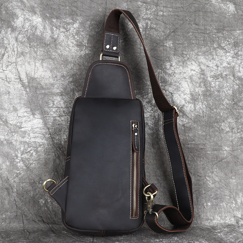 Men's Crazy Horse Leather Genuine Retro First Men's Chest Bags
