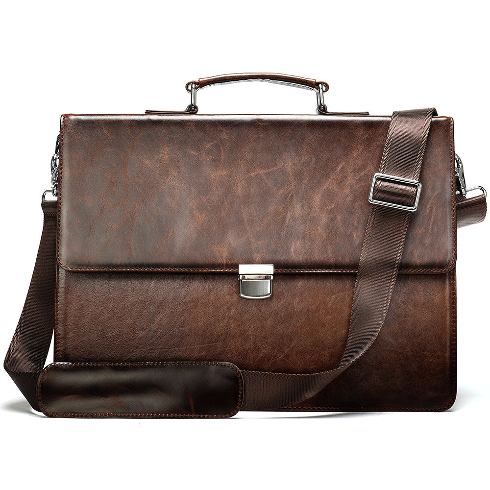 Men's Leather Business Retro Oil Wax Skin Men's Briefcases