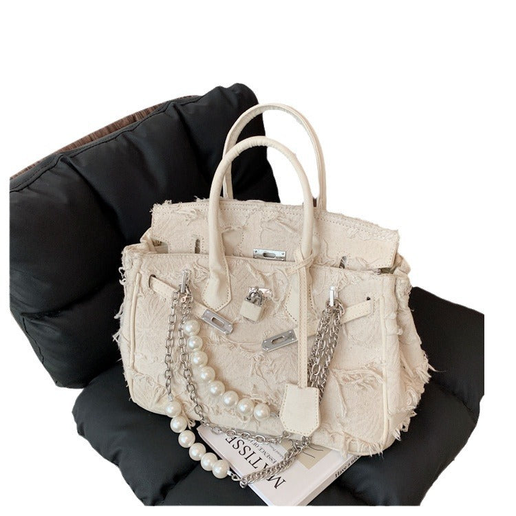 Retro Denim Portable Platinum Kelly Female Beggar Crossbody Bags