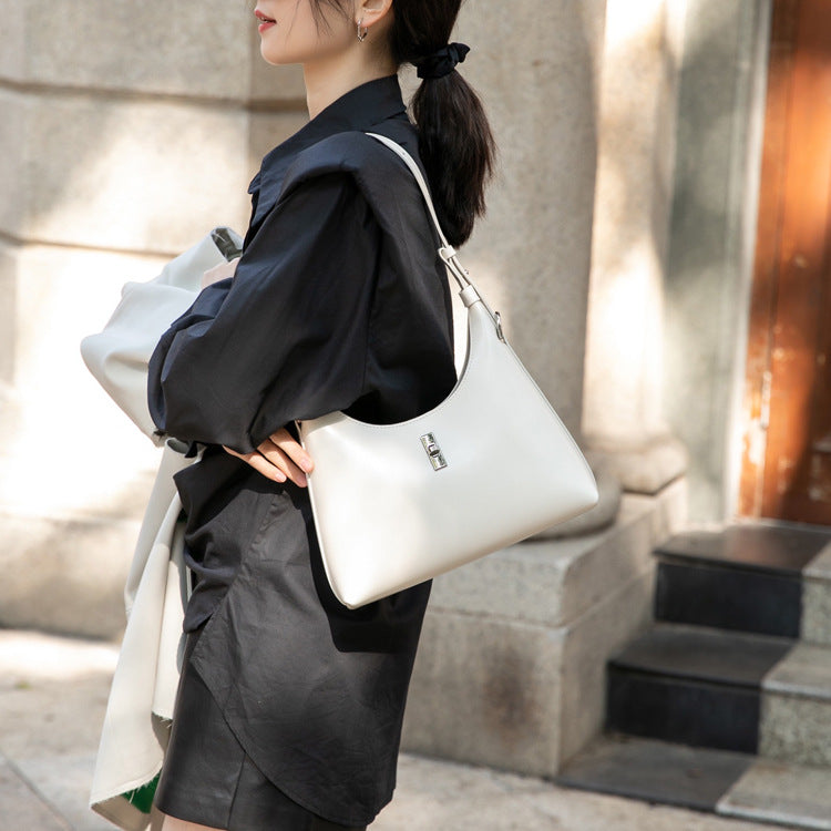 Design Genuine Leather Retro Baguette Underarm Armpit Bags